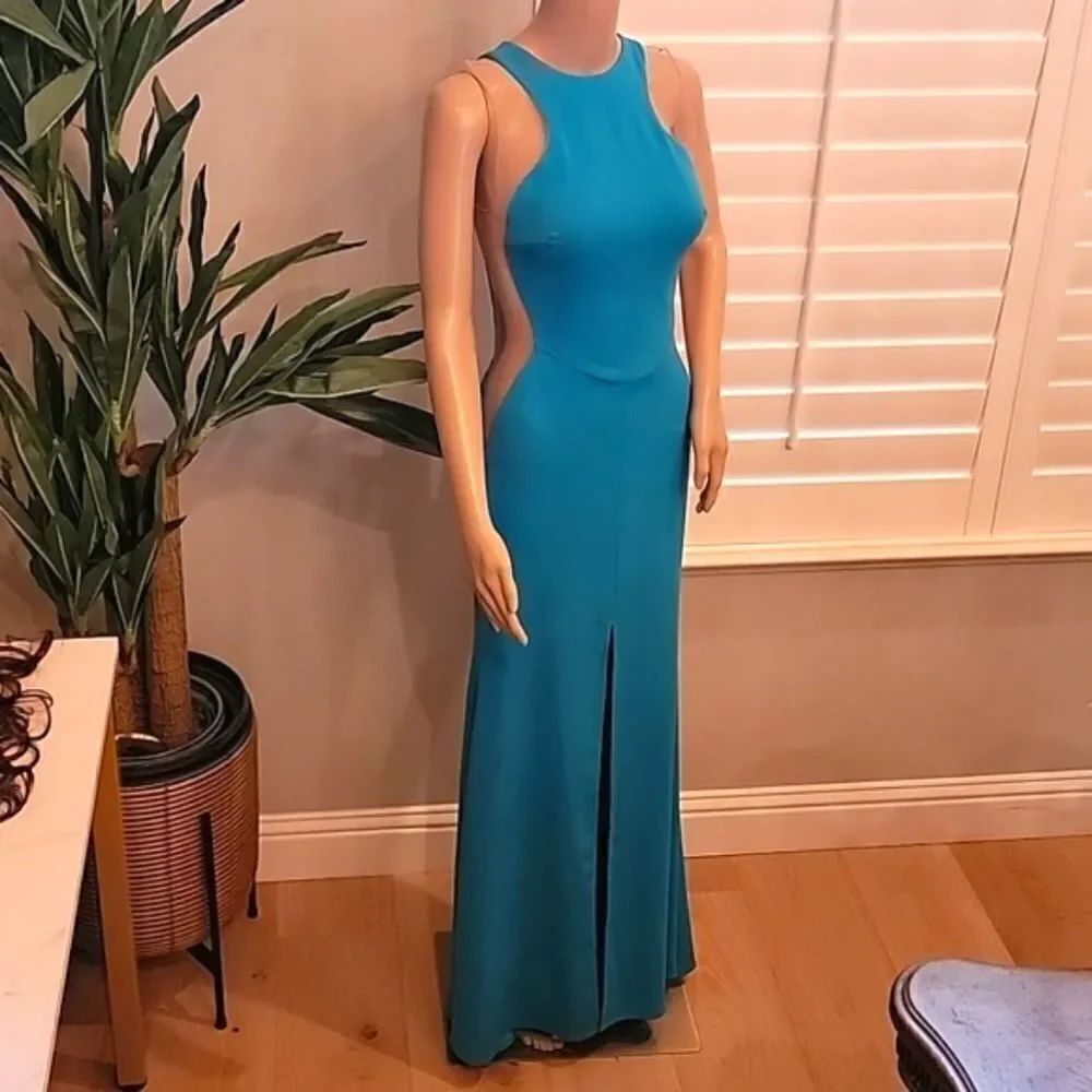 Nicole Bakti Aida blue long evening dress size 0
